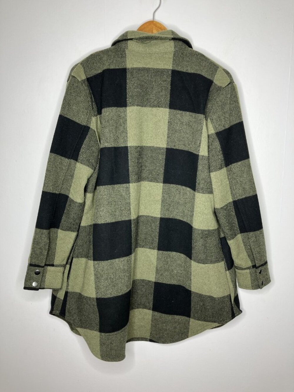 BB Dakota Steve Madden Women's L Green Black Plaid Shacket Jacket Coat - Picture 7 of 9